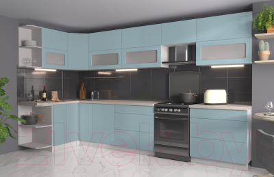 Готовая кухня Интерлиния Мила Матте 1.5x3.6 Б левая