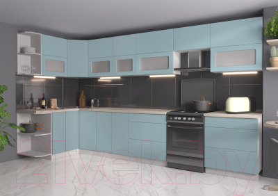 Готовая кухня Интерлиния Мила Матте 1.5x3.7 Б левая