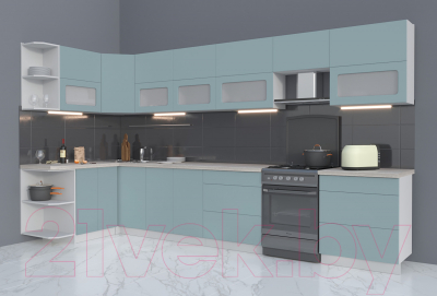 Готовая кухня Интерлиния Мила Матте 1.5x3.8 Б левая