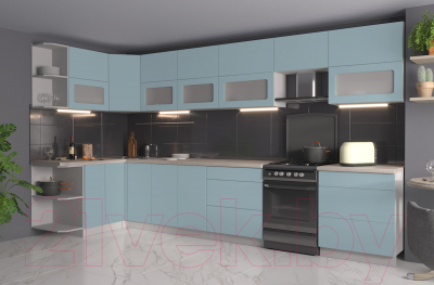 Готовая кухня Интерлиния Мила Матте 1.5x3.8 Б левая