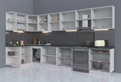 Готовая кухня Интерлиния Мила Матте 1.5x3.8 Б левая