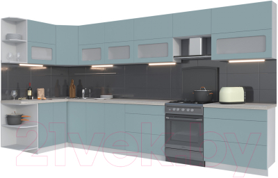 Готовая кухня Интерлиния Мила Матте 1.5x3.9 Б левая - фото