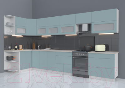 Готовая кухня Интерлиния Мила Матте 1.5x3.9 Б левая