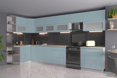 Готовая кухня Интерлиния Мила Матте 1.5x3.9 Б левая