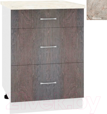 Шкаф-стол кухонный Кортекс-мебель Корнелия Лира НШ60р3ш - фото