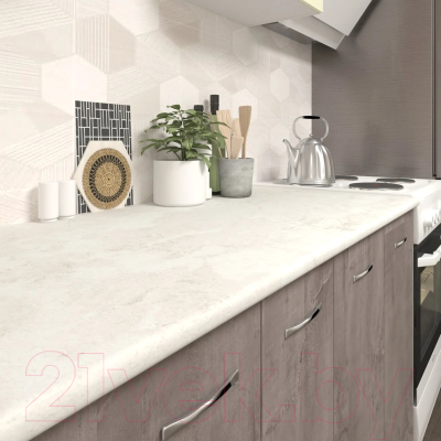 Шкаф-стол кухонный Кортекс-мебель Корнелия Лира НШ60р3ш (дуб сонома/королевский опал)