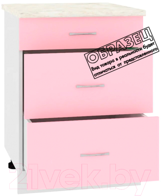 Шкаф-стол кухонный Кортекс-мебель Корнелия Лира НШ60р3ш (дуб сонома/марсель)