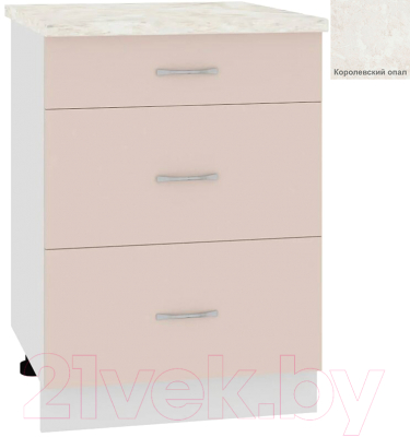 Шкаф-стол кухонный Кортекс-мебель Корнелия Лира НШ60р3ш (капучино/королевский опал) - фото