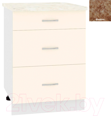 Шкаф-стол кухонный Кортекс-мебель Корнелия Лира НШ60р3ш - фото