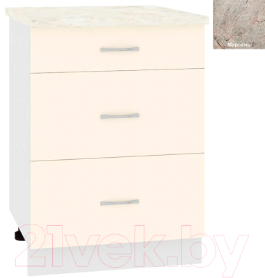 Шкаф-стол кухонный Кортекс-мебель Корнелия Лира НШ60р3ш - фото