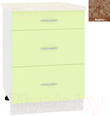 Шкаф-стол кухонный Кортекс-мебель Корнелия Лира НШ60р3ш - фото