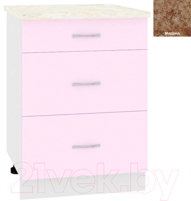 Шкаф-стол кухонный Кортекс-мебель Корнелия Лира НШ60р3ш - фото