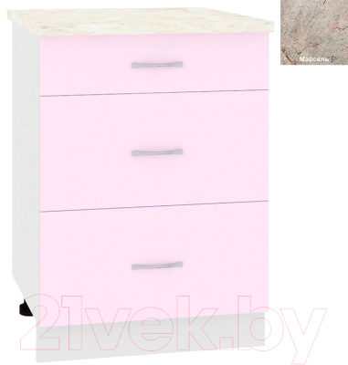 Шкаф-стол кухонный Кортекс-мебель Корнелия Лира НШ60р3ш - фото