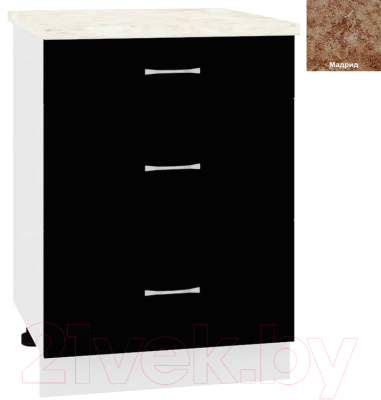 Шкаф-стол кухонный Кортекс-мебель Корнелия Лира НШ60р3ш - фото