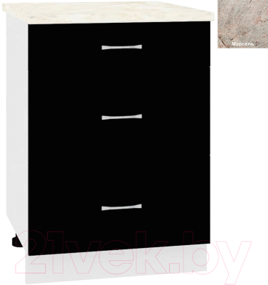 Шкаф-стол кухонный Кортекс-мебель Корнелия Лира НШ60р3ш - фото