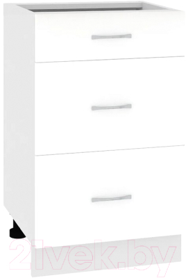 Шкаф-стол кухонный Кортекс-мебель Корнелия Лира НШ60р3ш без столешницы - фото