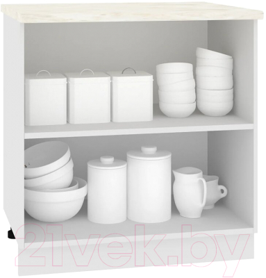 Шкаф-стол кухонный Кортекс-мебель Корнелия Лира НШ80р (белый/королевский опал)