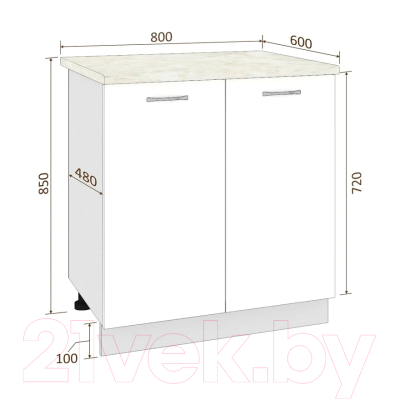 Шкаф-стол кухонный Кортекс-мебель Корнелия Лира НШ80р (белый/королевский опал)