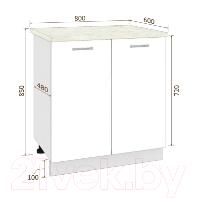 Шкаф-стол кухонный Кортекс-мебель Корнелия Лира НШ80р (сирень/марсель)
