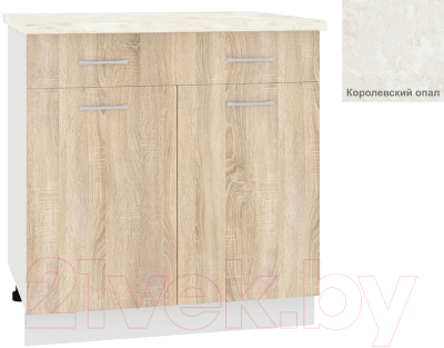 Шкаф-стол кухонный Кортекс-мебель Корнелия Лира НШ80р1ш (дуб сонома/королевский опал) - фото