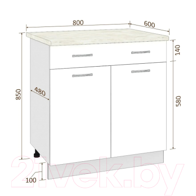 Шкаф-стол кухонный Кортекс-мебель Корнелия Лира НШ80р1ш