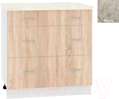 Шкаф-стол кухонный Кортекс-мебель Корнелия Лира НШ80р3ш - фото