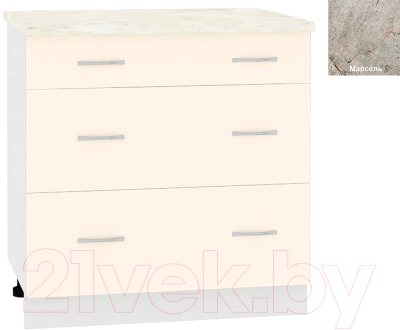 Шкаф-стол кухонный Кортекс-мебель Корнелия Лира НШ80р3ш - фото