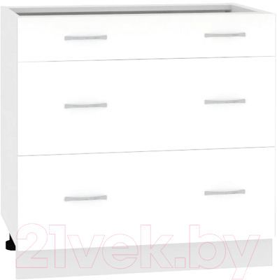 Шкаф-стол кухонный Кортекс-мебель Корнелия Лира НШ80р3ш без столешницы (белый) - фото