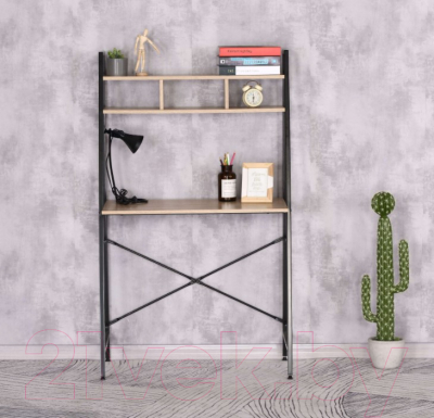 Письменный стол Sheffilton SHT-T36 (черный муар/скандинавский орех ЛДСП/металл)