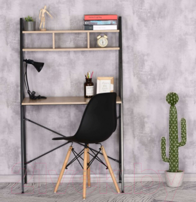 Письменный стол Sheffilton SHT-T36 (черный муар/скандинавский орех ЛДСП/металл)