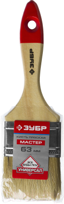 Кисть малярная Зубр Мастер Универсал 4-01003-063 плоская (63мм, светлая натуральная щетина)