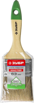 Кисть малярная Зубр Мастер Лазурь 4-01009-063 плоская (63мм, светлая смешанная щетина)