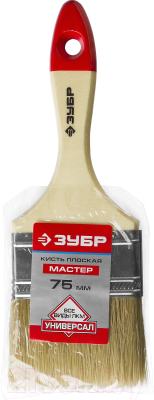 Кисть малярная Зубр Мастер Универсал 4-01003-075 плоская (75мм, светлая натуральная щетина)