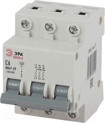 Выключатель автоматический ЭРА Simple-Mod-26 ВА47-29 3P 50А 4.5кА C / Б0039243 - фото