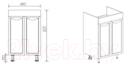 Тумба под умывальник Viant Лима Como 50 / VLIM50CO-T2ST