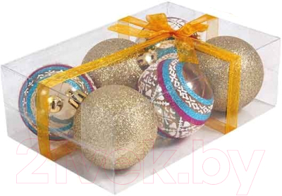 Набор шаров новогодних Волшебная страна PB6-6TDG-1-G / 102154 - фото