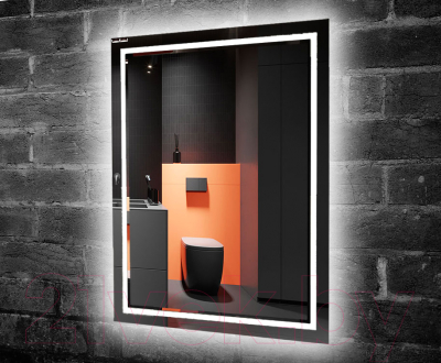 Зеркало Пекам Astra 1 80x100 / astra1-80x100scl (с подсветкой, сенсором на прикосновение и часами)