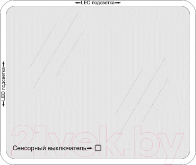 Зеркало Пекам Astra 1 80x60 / astra1-80x60s (с подсветкой и сенсором на прикосновение)