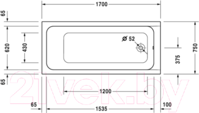 Ванна акриловая Duravit 170x75 / 700100000000000