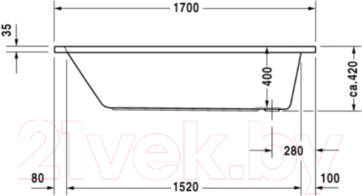 Ванна акриловая Duravit 170x75 / 700100000000000