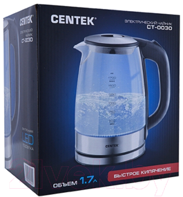 Электрочайник Centek CT-0030 (черный/нержавеющая сталь)