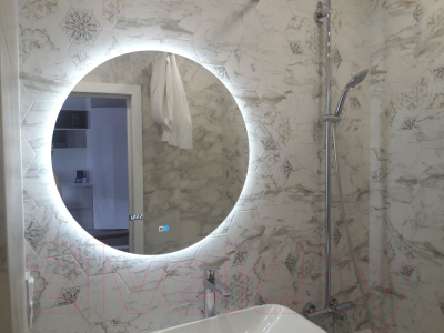 Зеркало Пекам Ring Fly 80x80 / ringFly-80x80spcl (с подсветкой, сенсором на прикосновение, подогревом и часами)