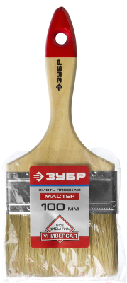 Кисть малярная Зубр Мастер Универсал 4-01003-100 плоская (100мм, светлая натуральная щетина)