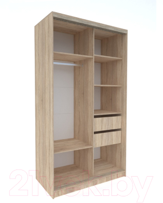 Шкаф-купе Евва 120 SSH.13 / АЭП ШК.2 03 (дуб сонома/дуб сонома/дуб шато)