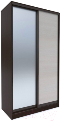 Шкаф-купе Евва 120 VHG.12 / АЭП ШК.2 03 (венге/дуб шамони светлый/венге глянец) - фото