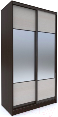 Шкаф-купе Евва 138 VHG.01 / АЭП ШК.2 02 (венге/дуб шамони светлый/венге глянец) - фото