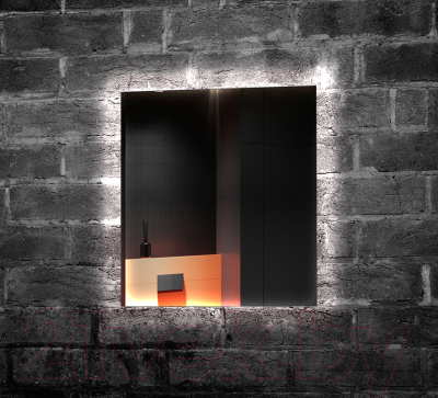 Зеркало Пекам Greta Fly 80x70 / GretaFly-80x70spcl (с подсветкой, сенсором на прикосновение, подогревом и часами)