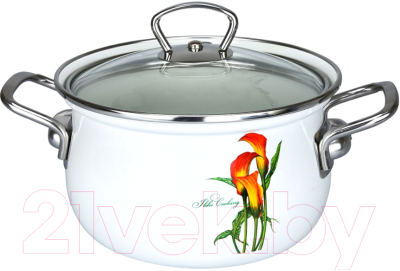 Кастрюля Эмаль Каллы / 01-RB1614CH/4 - фото