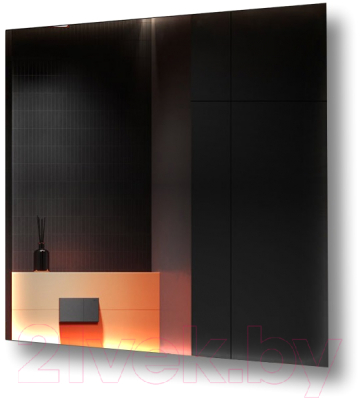 Зеркало Пекам Greta Fly 80x80 / GretaFly-80x80scl (с подсветкой, сенсором на прикосновение и часами)