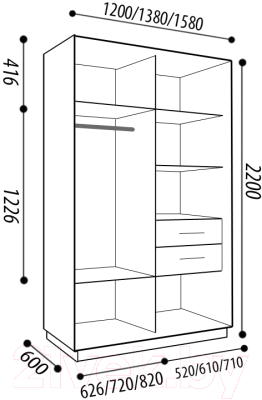 Шкаф-купе Евва 138 BZ.05 / АЭП ШК.2 02 (бодега/зеркало/жемчуг зерно)